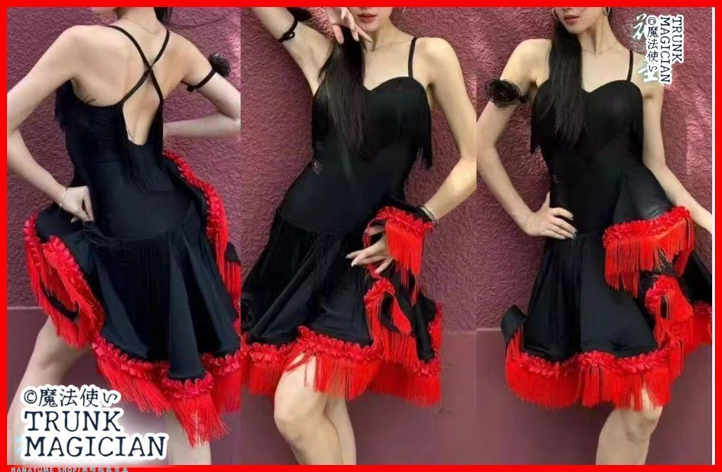 オーダーメイド 社交ダンス衣装 フリンジ ラテンワンピースドレス 色変更可