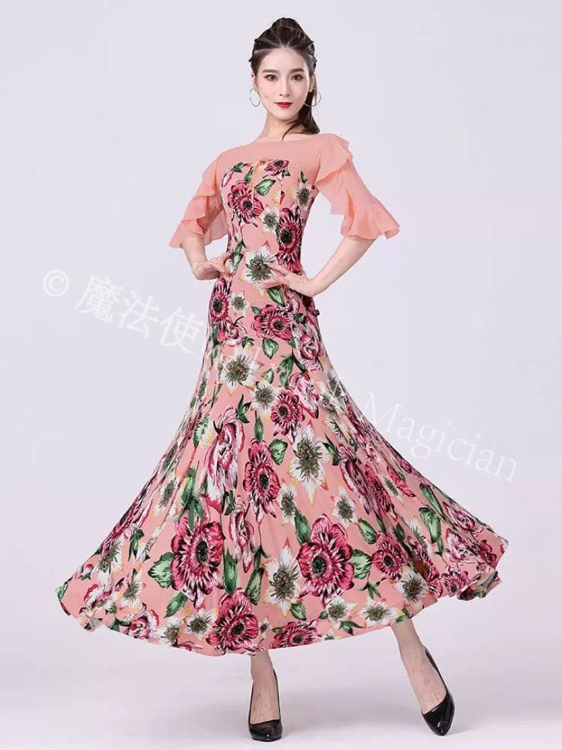 花柄 ワンピース ストレッチ素材で練習着にピッタリ