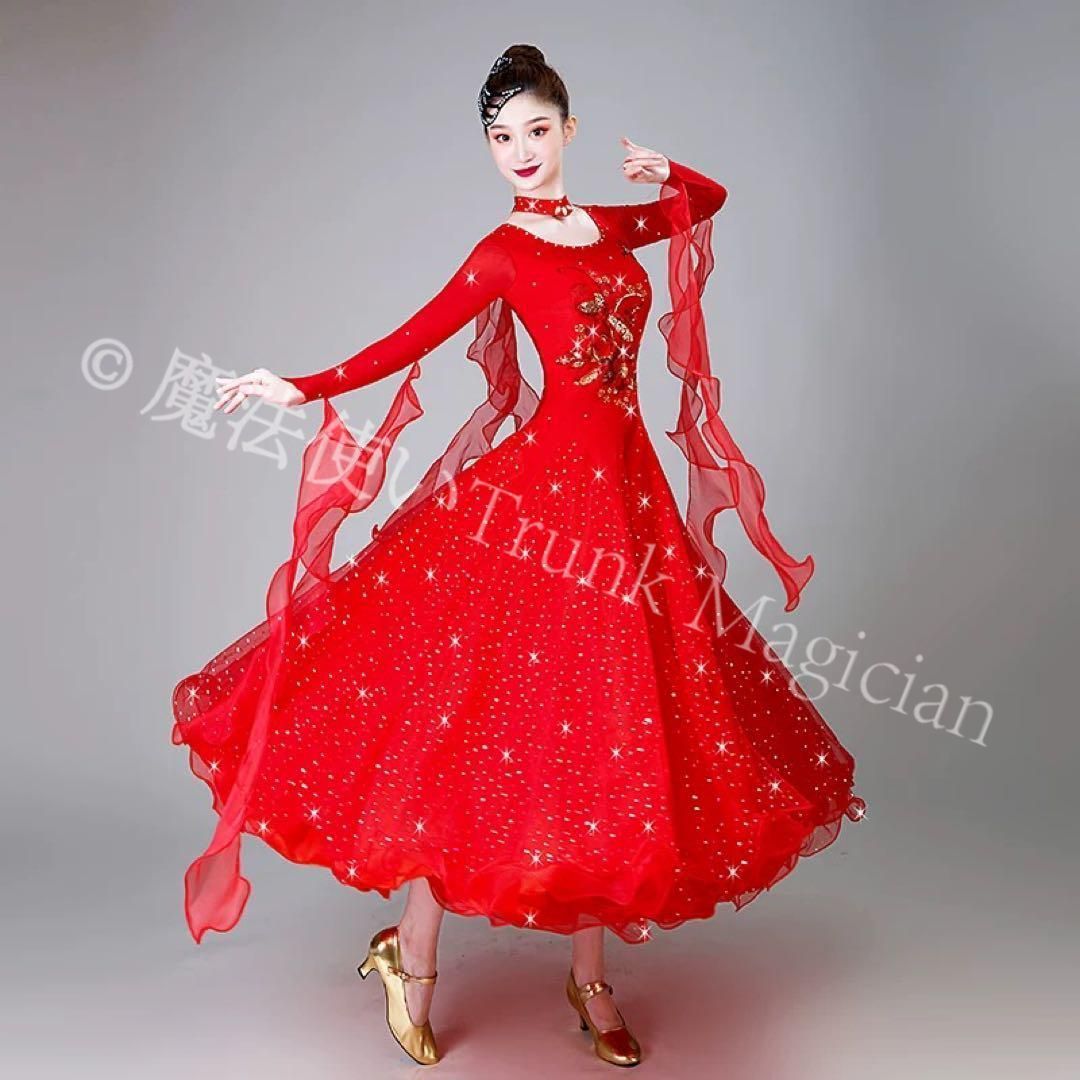 新品未使用】20華やかなスタンダードドレス?ストーン付き☆競技会?デモ