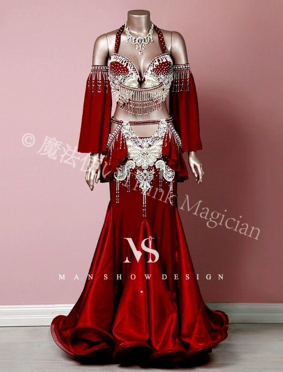 赤 レッド オリエンタル ベリーダンス衣装 オーダーメイド インナーパンツ付き