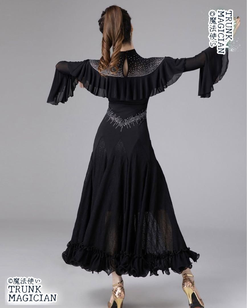 ロングワンピース ダンス練習着 ラテン兼用 ストーン付き