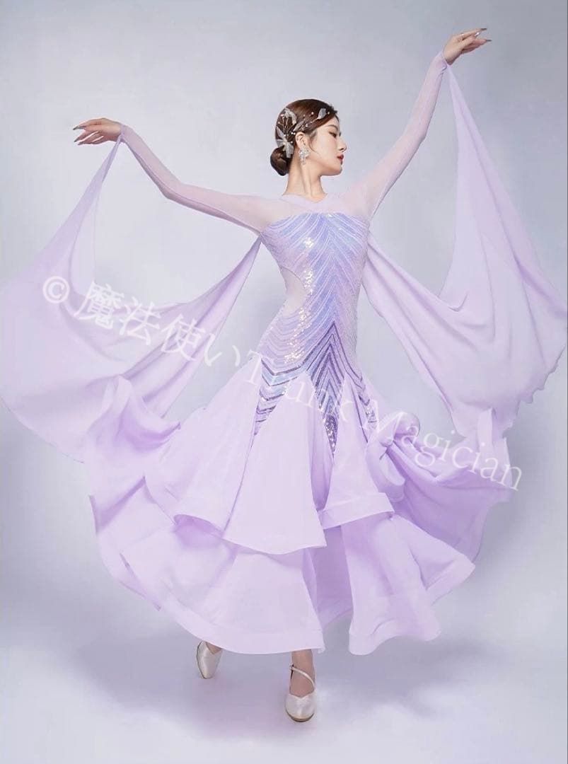 新品未使用】スパンコール付きスタンダードドレス ダンスパーティーに