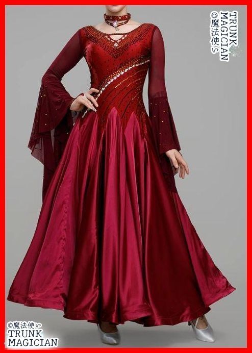  新色 社交ダンスドレス モダンダンス レッド 華やかな オーダーメイド ドレス ダンス衣装 社交ダンス