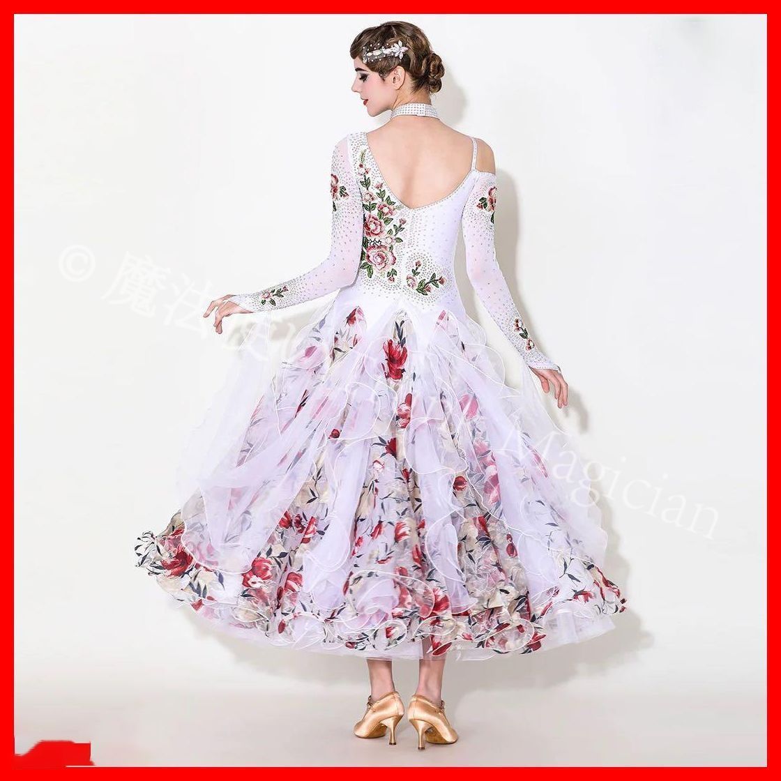 スタンダードドレス✦ストーン無し競技会やパーティー、発表会に最適な華やぎ✨ 新品未使用】豪華ストーン付きスタンダードドレス 競技会や発表会