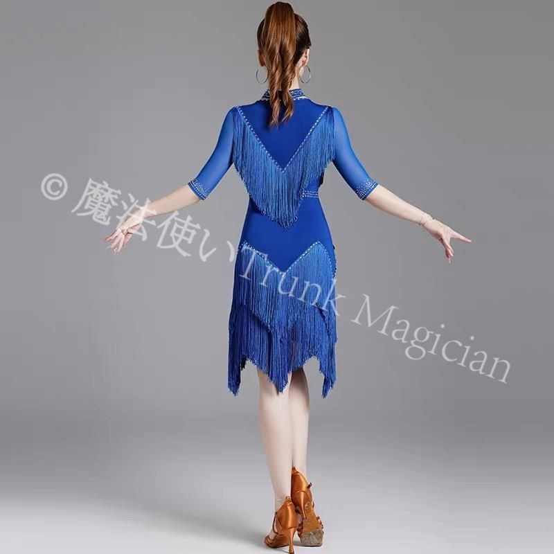 社交ダンスドレス ラテンドレス 競技 オーダーメイド スパンコールフリンジドレス 2 選択