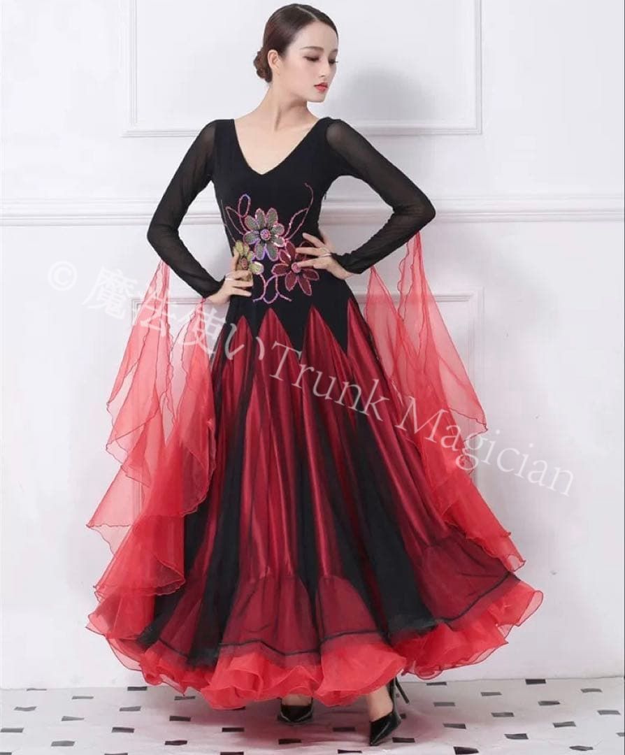 新品未使用】情熱の赤競技会やダンスパーティーでも目をひく