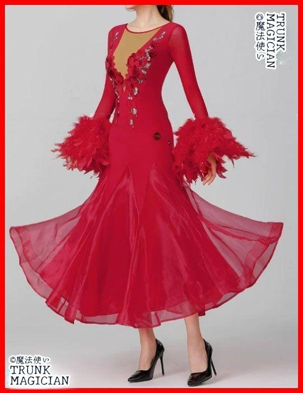 社交ダンスドレス 羽根 ドレス オーダーメイド