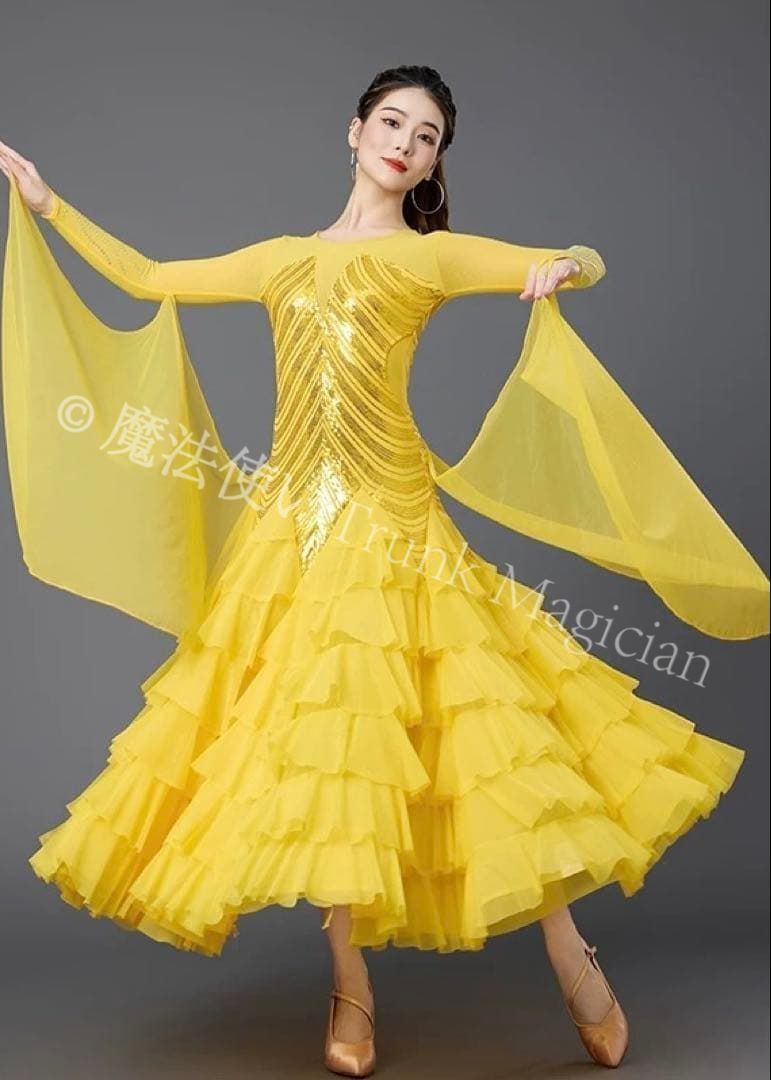  スパンコールがキラキラ ドレスダンスパーティーやデモに ドレス ダンス衣装 社交ダンス