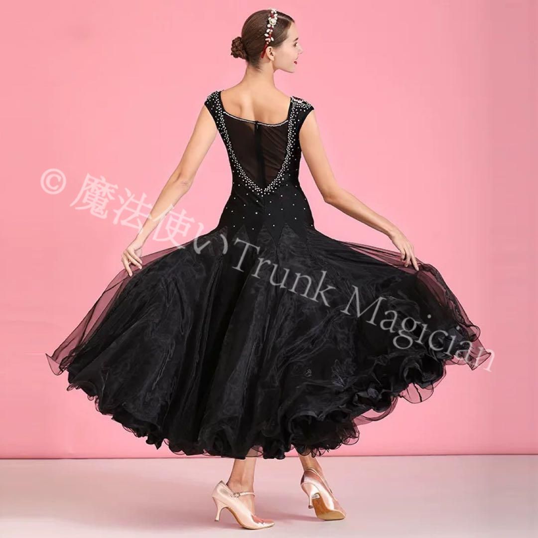  20練習着に最適 華やかストーン付き ドレス ファスナーで着脱ラクラク ドレス ダンス衣装 社交ダンス