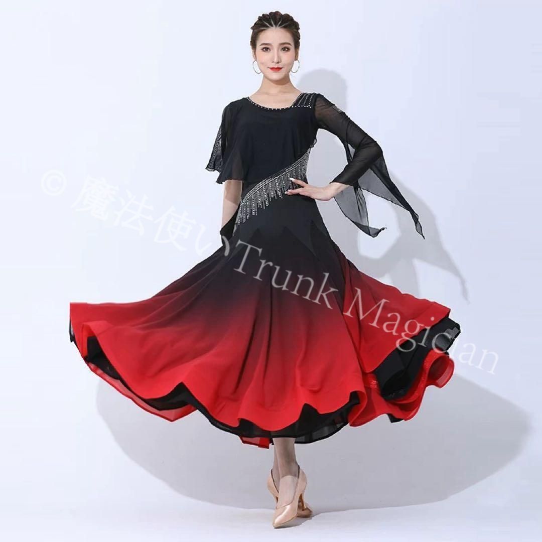 新品未使用】ストーン付き社交ダンス練習用ワンピース ダンス