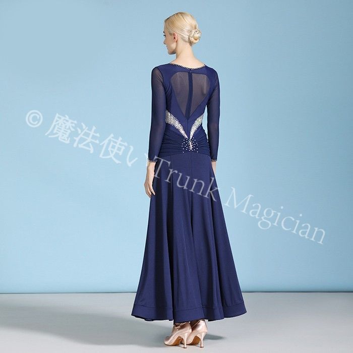 新品未使用】社交ダンスドレス 長袖 キラキラ 発表会 ワンピース