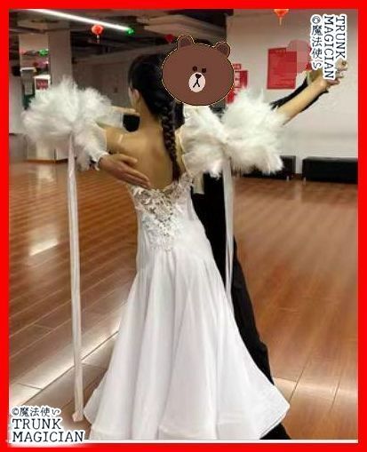 オーダーメイド 社交ダンス衣装 ドレス 羽根フロート付