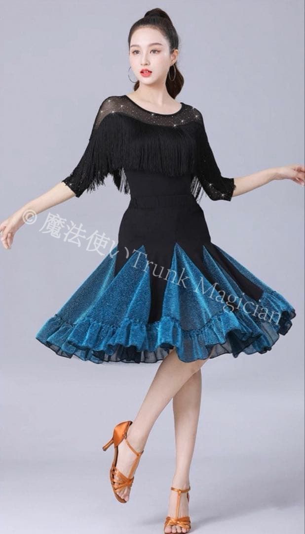 社交ダンス練習着トップス スカートの 2点セット ダンスパーティーにも最適