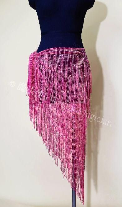 ベリーダンスヒップスカーフ ピンク スワロフスキー