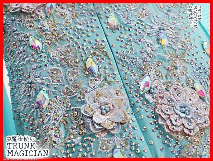 水色オフショルダー社交ダンスドレス ドレスモダンダンスオーダーメイド