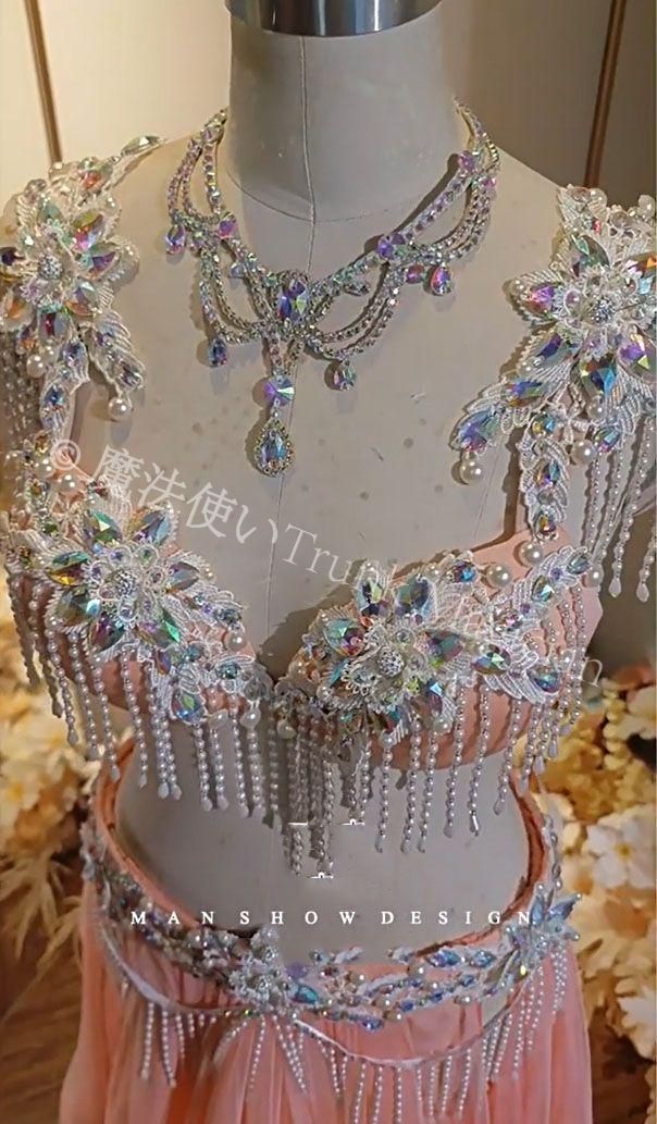 ベリーダンス衣装 オリエンタル衣装 ブラ スカート 豪華 オーダーメイド