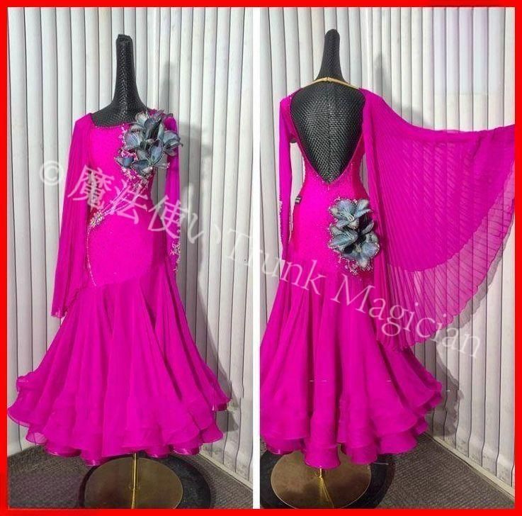 オーダーメイド 社交ダンス衣装 花 ストーン ドレス