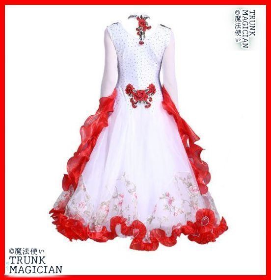 新品未使用】社交ダンスドレス モダンダンス 刺繍 レッド オーダー