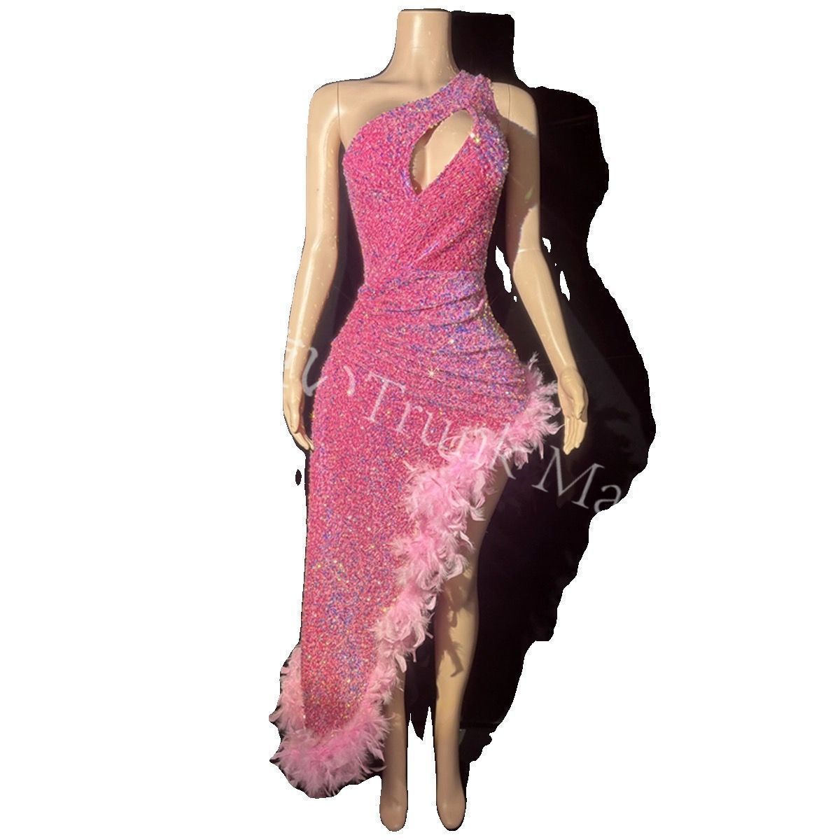  ベリーダンス衣装 ブラベルトスカートセット ローズレッド オーダーメイド 羽根 セットアップ ベリーダンス