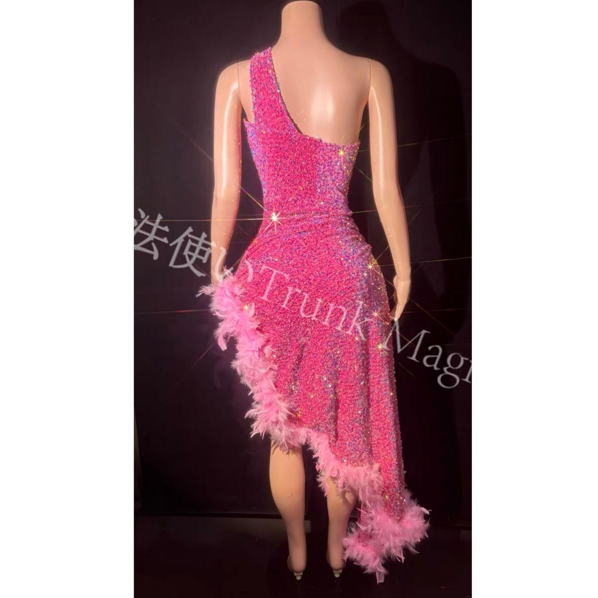 ベリーダンス衣装 ブラベルトスカートセット ローズレッド オーダーメイド 羽根