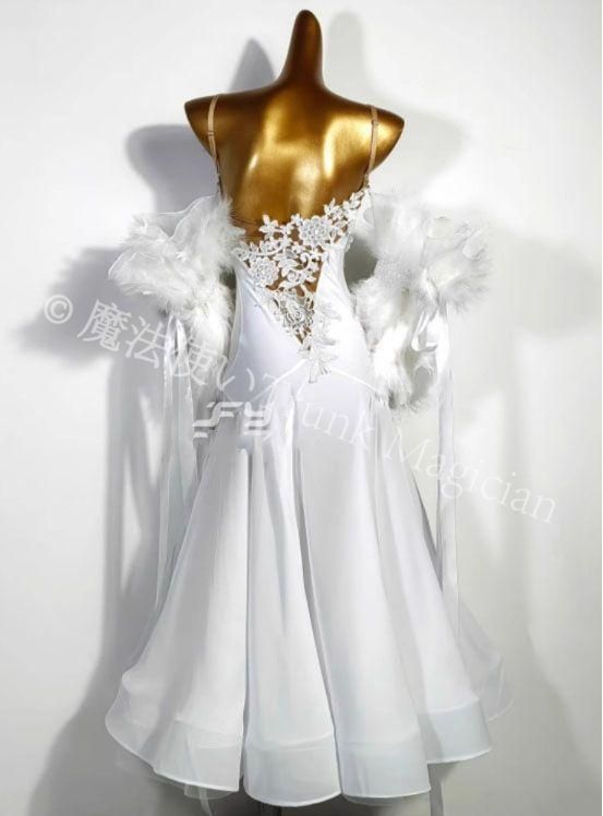 新品未使用】オーダーメイド 社交ダンス衣装 スタンダードドレス 羽根