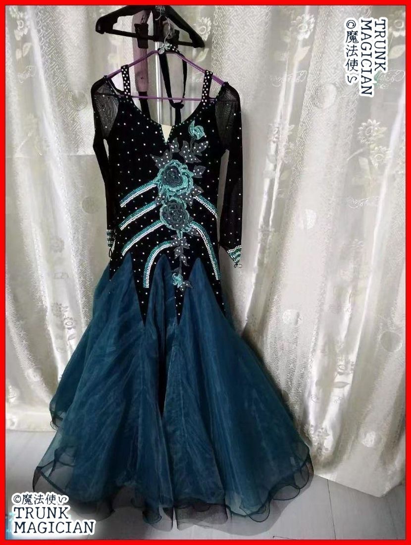 社交ダンスドレス 刺繍 オフショルダー オーダーメイド