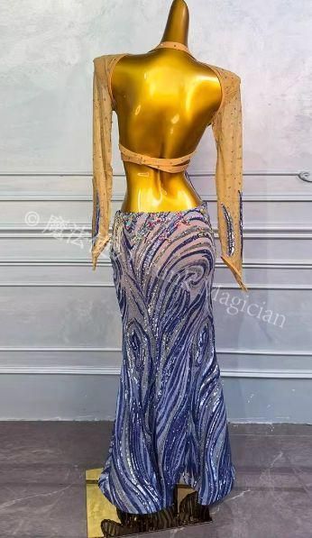 ベリーダンス衣装 長袖 トップスブラ スカート ラメ オーダーメイド