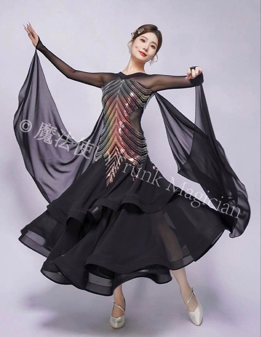 ♥ スパンコール付きスタンダードドレス ダンスパーティーに最適な華やかさ