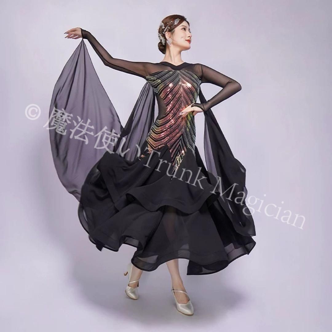 スパンコール付きスタンダードドレス✨ダンスパーティーに最適な華やかさ 新品未使用】スパンコール付きスタンダードドレス ダンスパーティーに