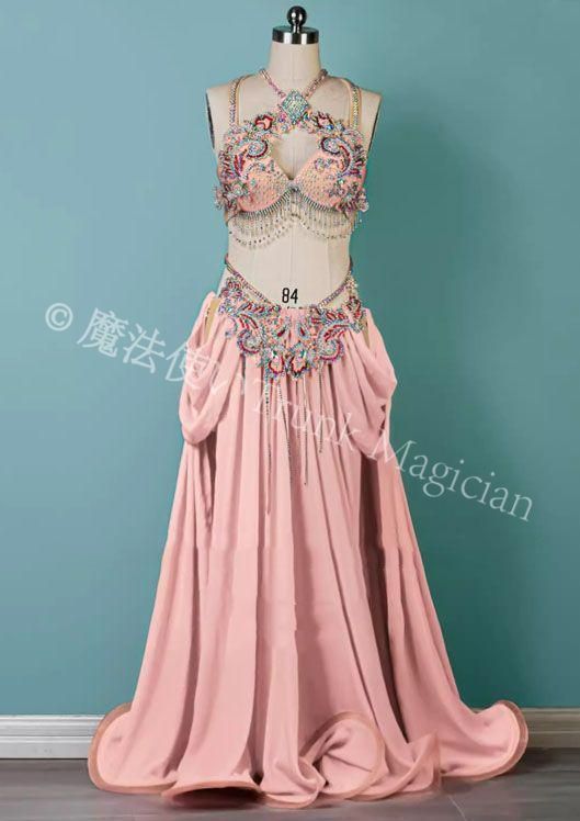 ベリーダンス衣装 オリエンタル衣装 ブラスカート 薄ピンク オーダーメイド