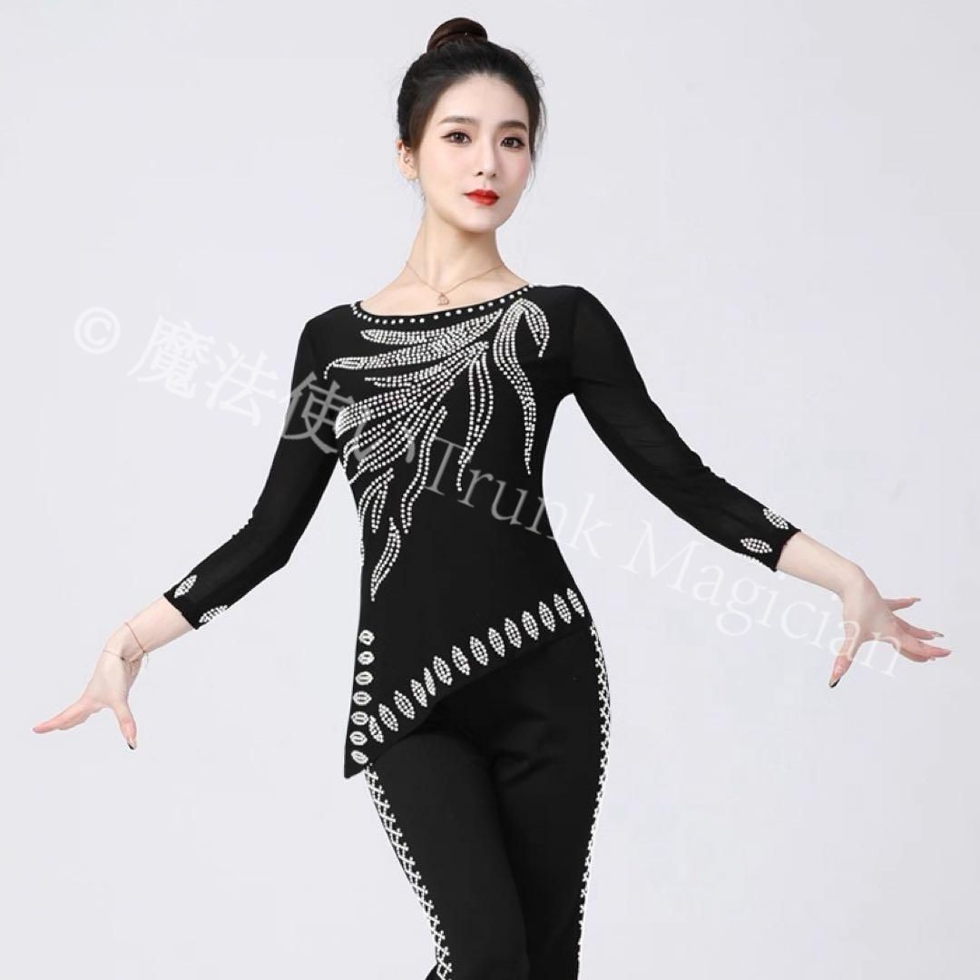 ストーン付トップス ダンスの練習にもダンスパーティにも使える華やかデザイン