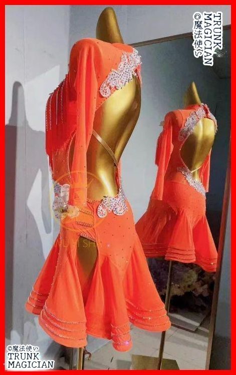 オーダーメイド 社交ダンス衣装 ラテンワンピースドレス キラキラ