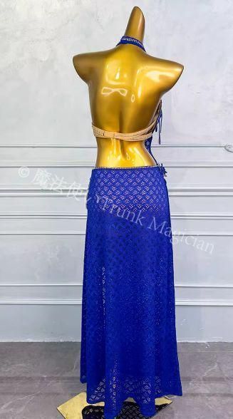 ベリーダンス レース ブルー オリエンタル衣装 インナー付 オーダーメイド