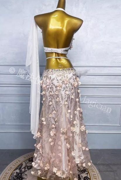  ベリーダンス衣装 ブラベルトスカートセット ピンク オーダーメイド セットアップ ベリーダンス