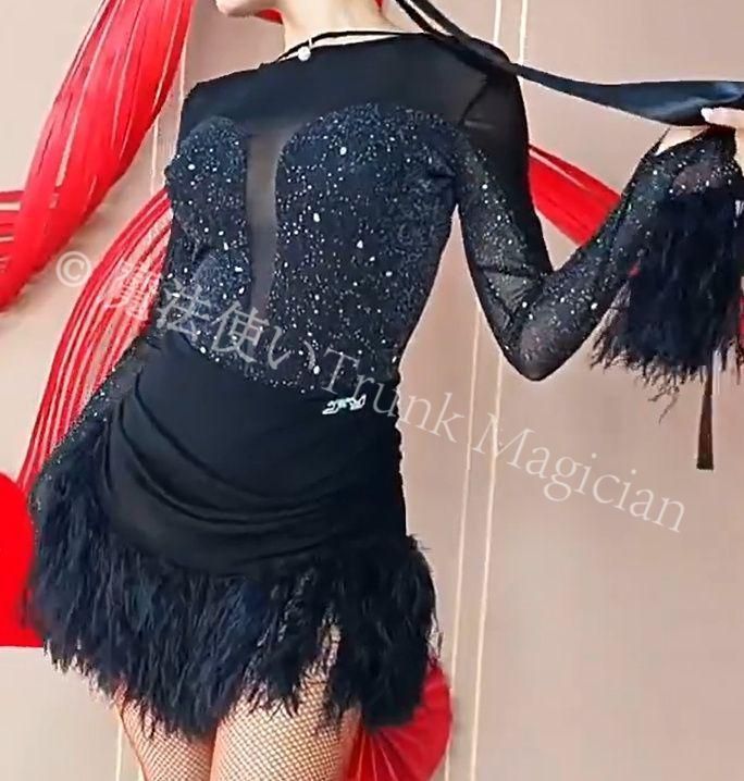 ♥ ラテンドレス ラテンワンピース ダンス衣装 ブラック オーダーメイド