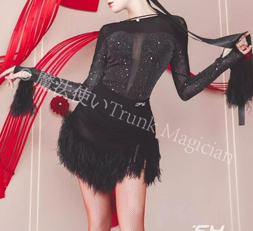 新品未使用】ラテンドレス ラテンワンピース ダンス衣装 ブラック