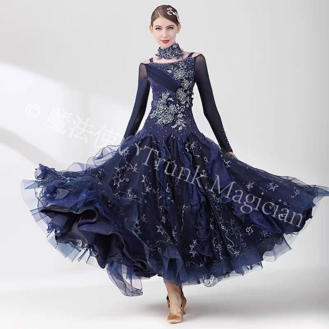 スタンダードドレス✨発表会、競技会、デモにも ！胸パット付き！ 新品未使用】競技会にも最適！フロート付き豪華スタンダードドレス