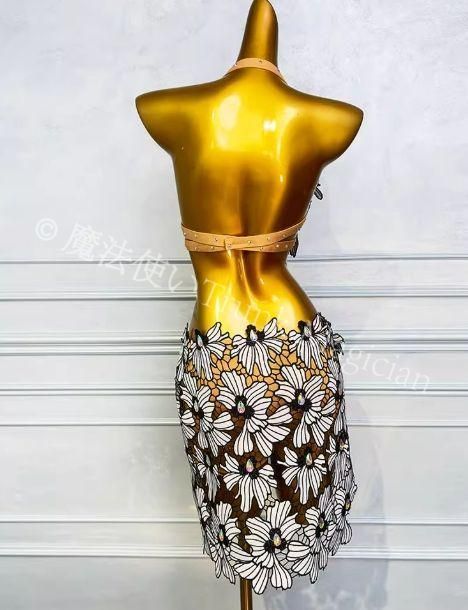 花柄ベリーダンスセットアップ 3点セット