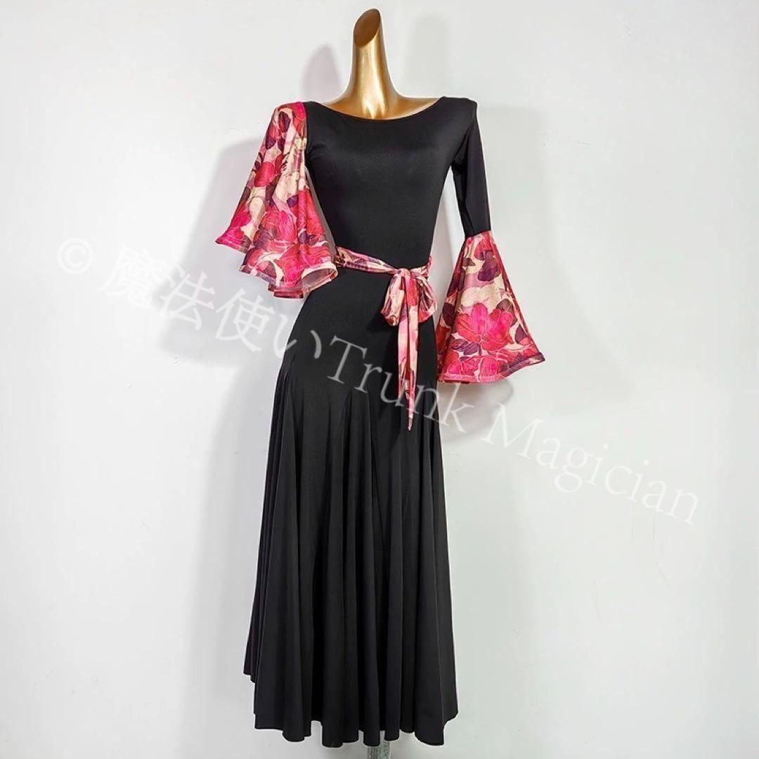 新品未使用】新品未使用花柄 社交ダンスドレス ワンピース モダン