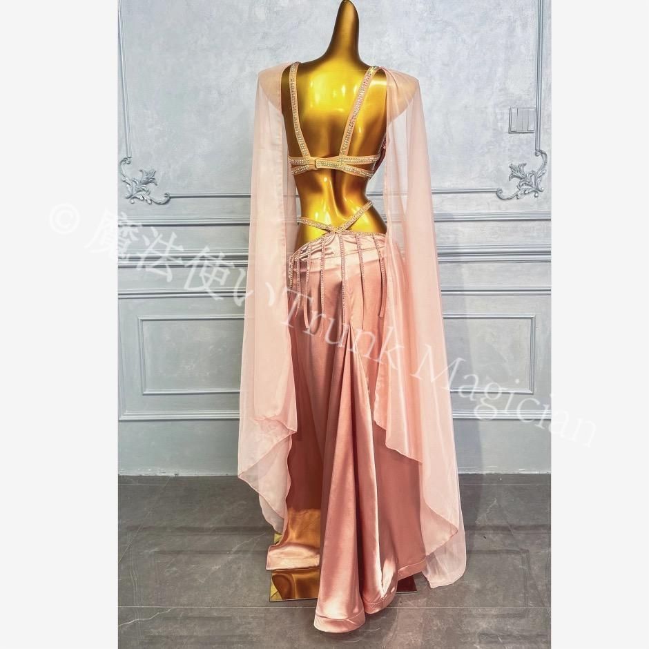 ベリーダンス オリエンタル衣装 トップス スカート オーダーメイド ステージ衣装 スパン ピンク