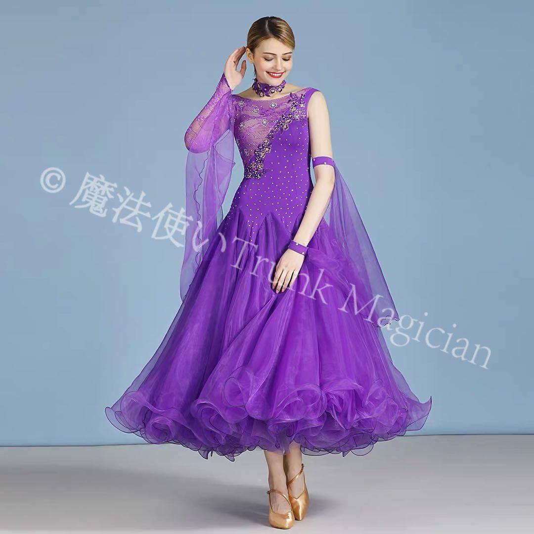 新品未使用】ストーン輝く スタンダードドレス 華やかなデザインで競技