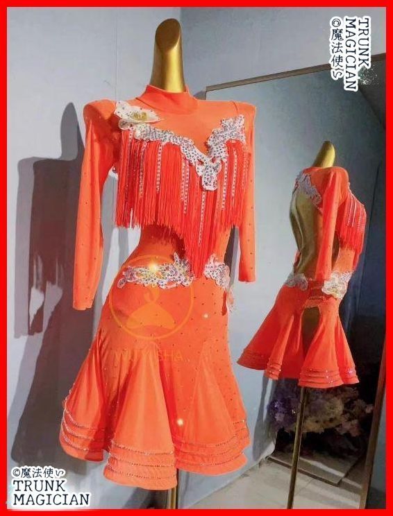 オーダーメイド 社交ダンス衣装 ラテンワンピースドレス キラキラ