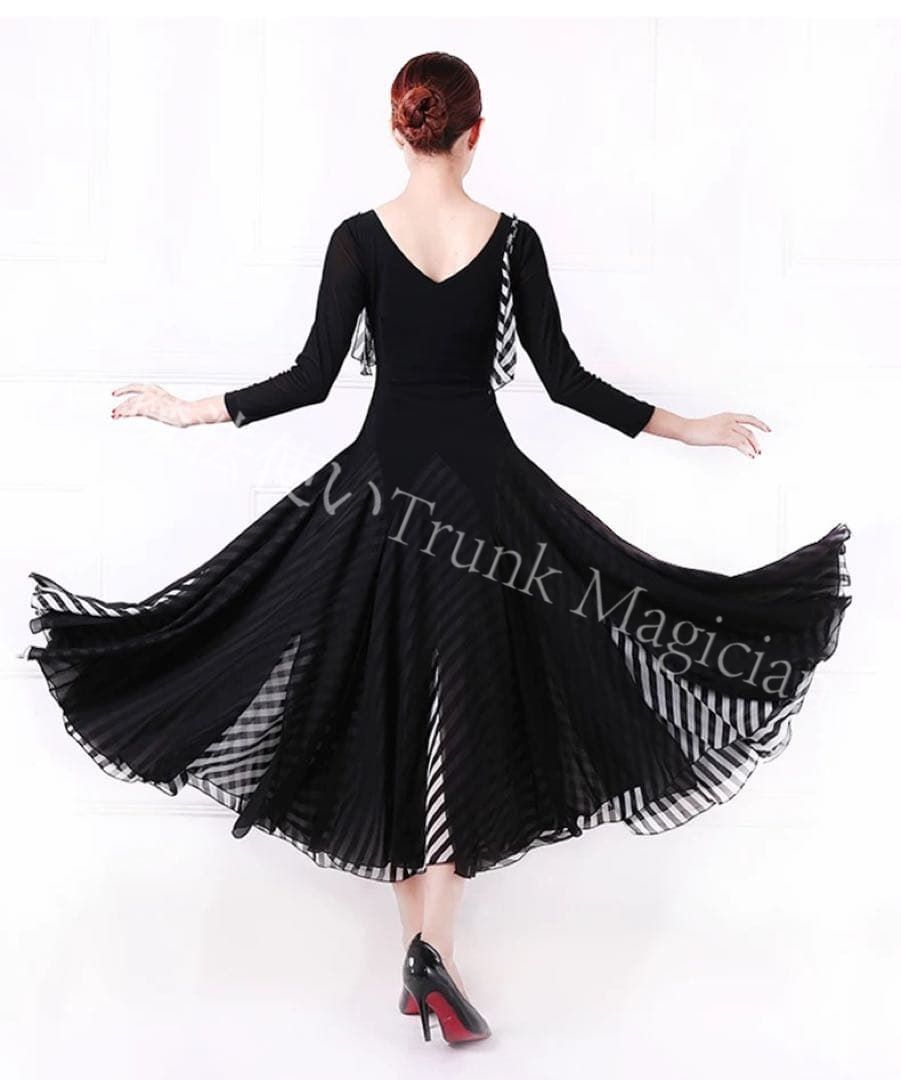  向け練習着 ボーダー柄ワンピースダンスパーティーにも レッスンウェア 社交ダンス