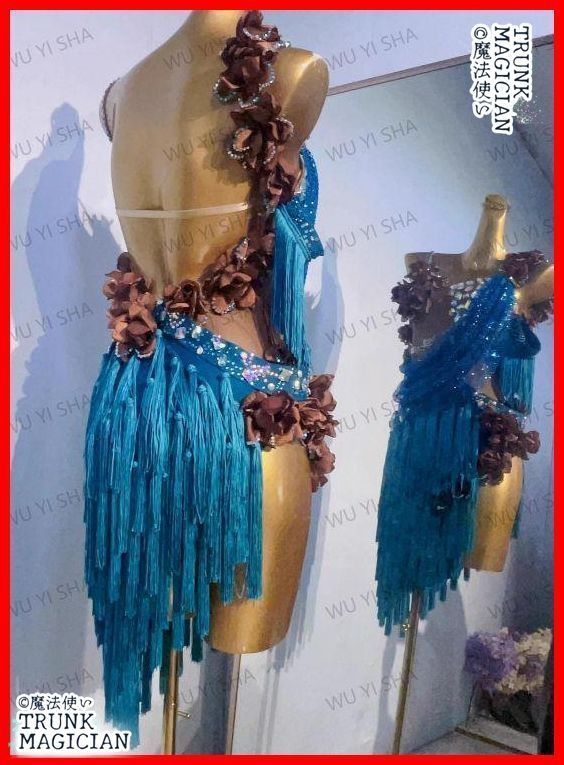  オーダーメイド 社交ダンス衣装 ラテンワンピース フリンジ 花 ドレス ダンス衣装 社交ダンス