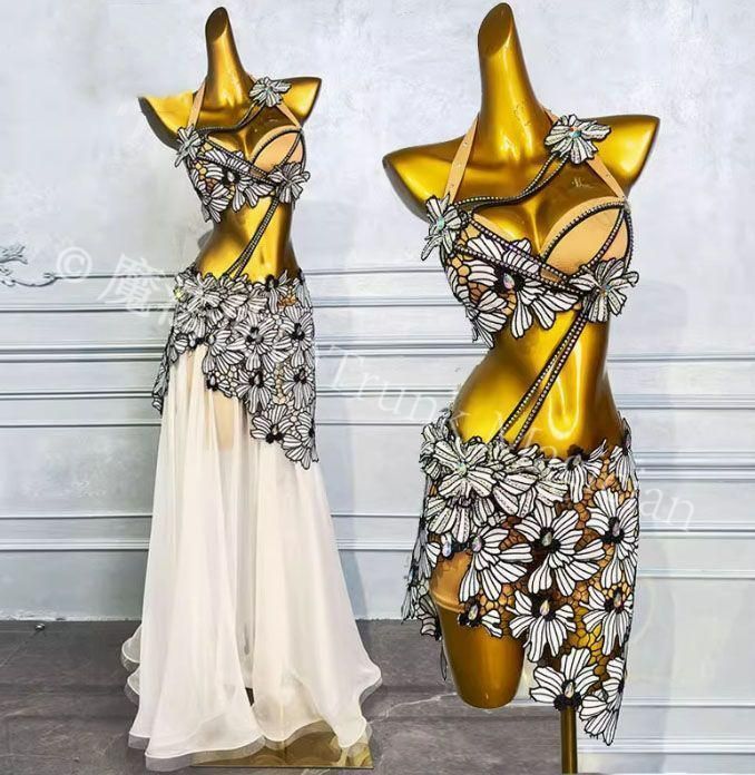 花柄ベリーダンスセットアップ 3点セット ブラ スカート オーダーメイド