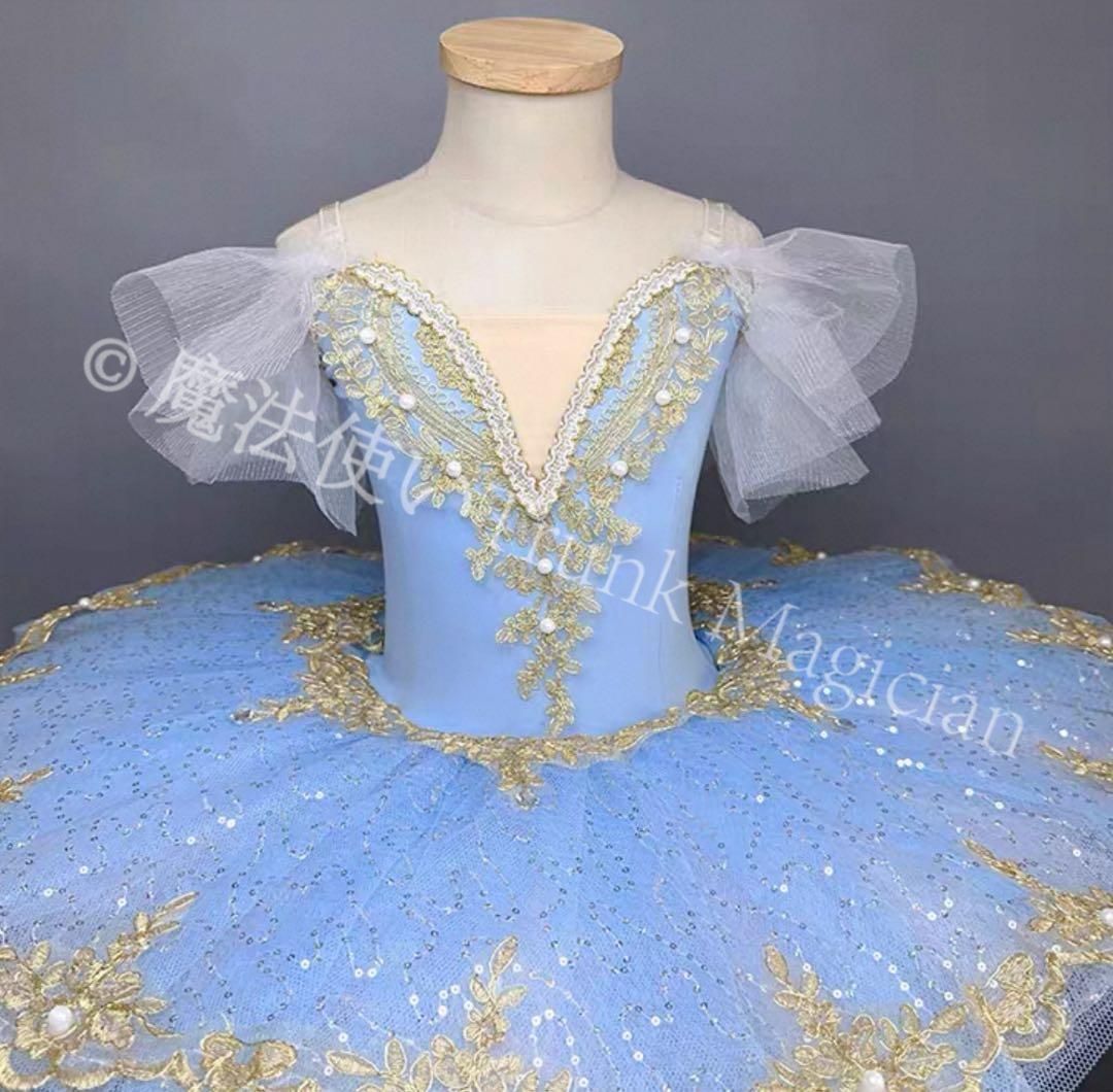 ゴールドレースが華やぐ 子供用バレエ ステージ衣装 チュチュ