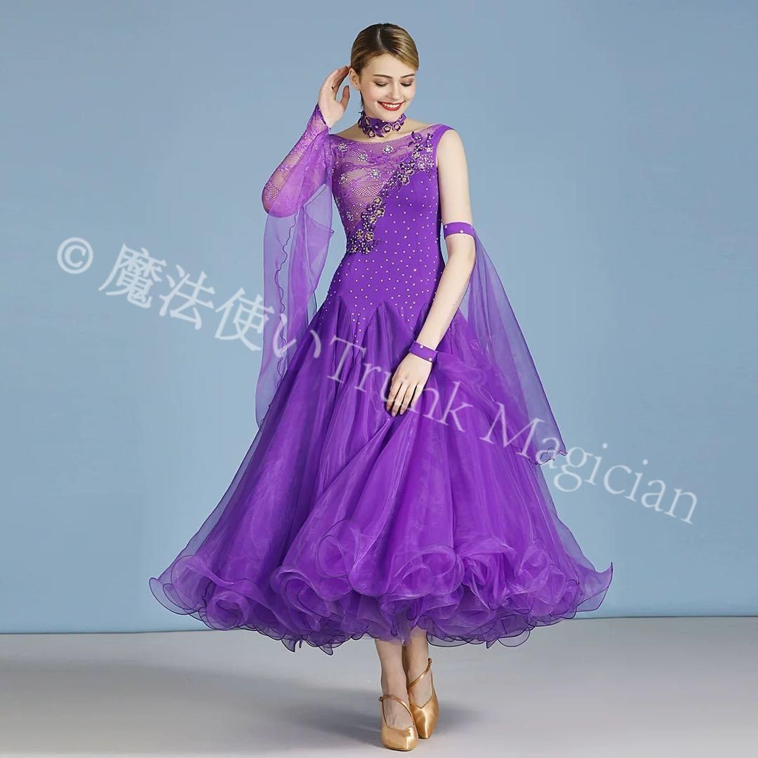 新品未使用】ストーン輝く スタンダードドレス 華やかなデザインで競技