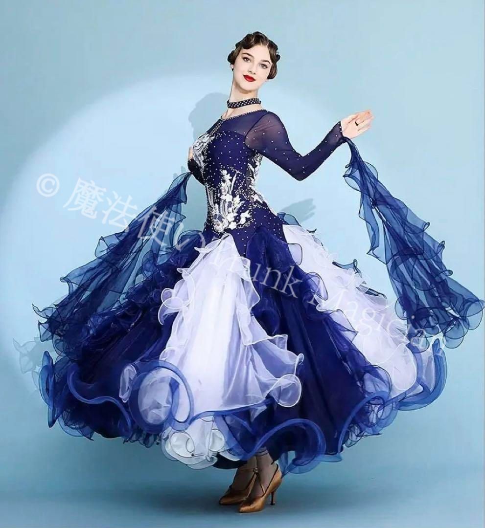 20 ストーン付きツートン ドレス 後ろファスナーあり