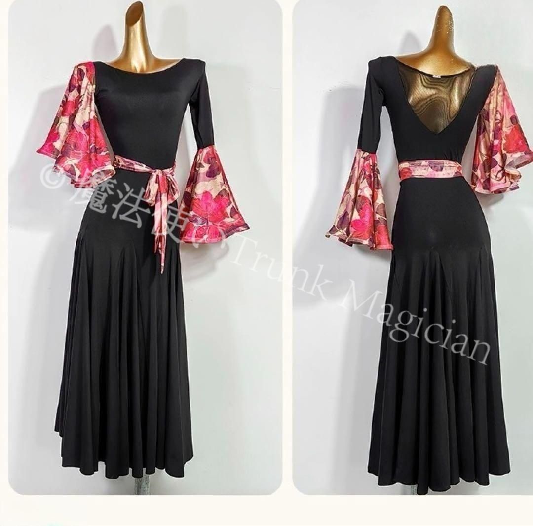 新品未使用】新品未使用花柄 社交ダンスドレス ワンピース モダン