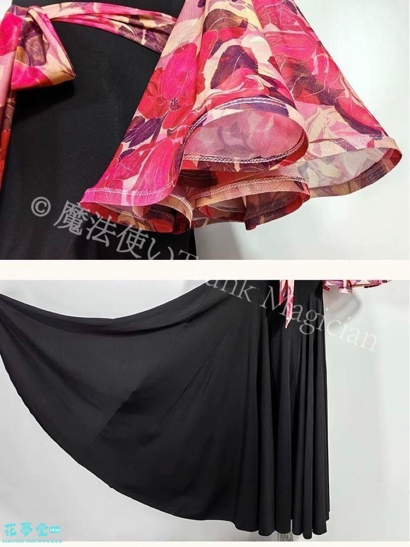 新品未使用】新品未使用花柄 社交ダンスドレス ワンピース モダン